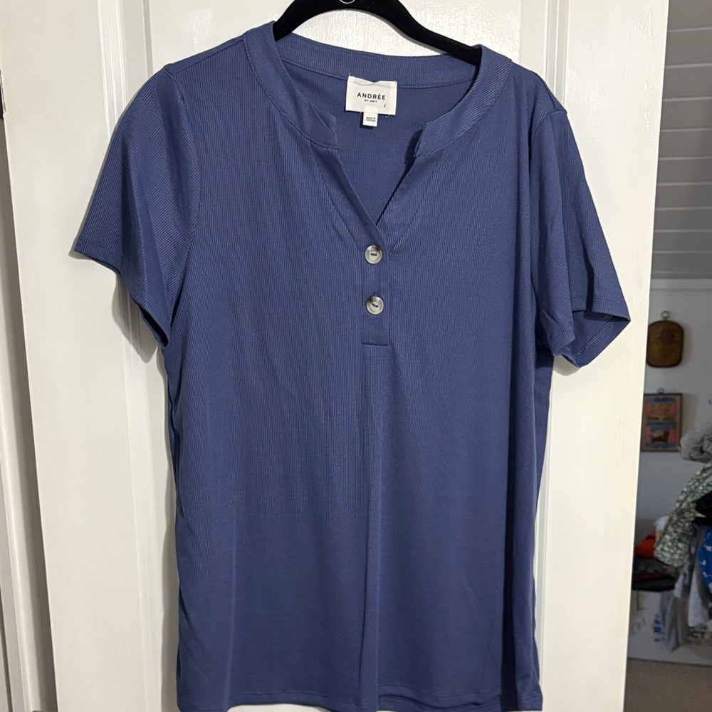 Andree Blue Button-Up Women's Top